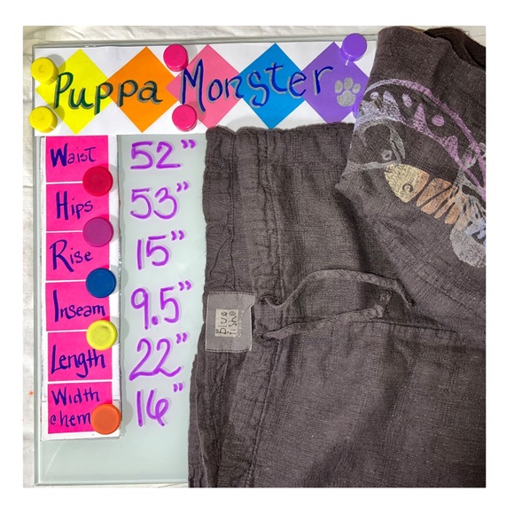 BLUE FISH Clothing Painted Linen Drawstring Shorts 2 Dusty Purple - Picture 6 of 6